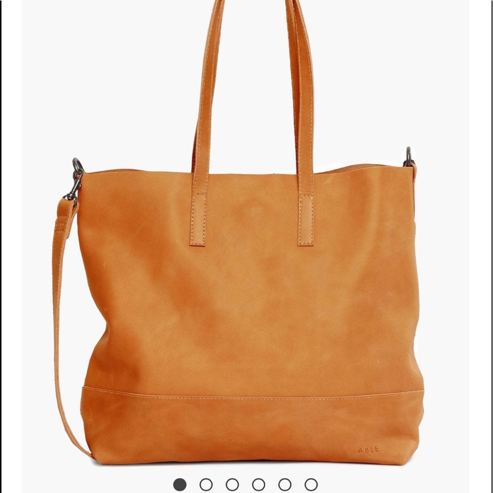 ABLE leather tote with crossbody strap.